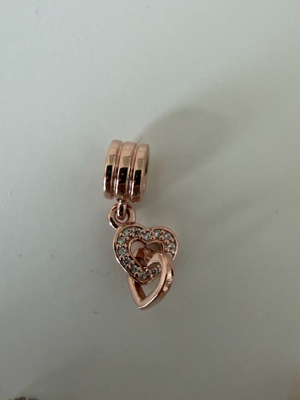 Pandora Rose Gold Heart Dangle Charm with Crystals - Women Jewelry